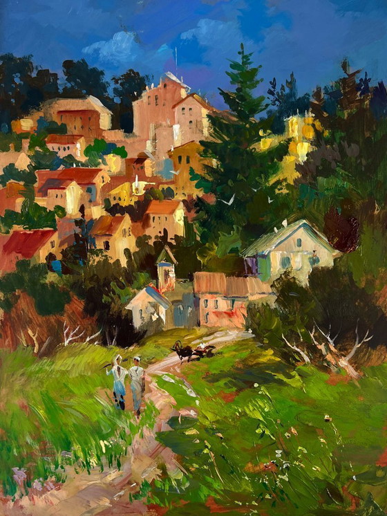 Image 1 of Original Oil Painting Summer City Landscape Streets that hide stories and dreams