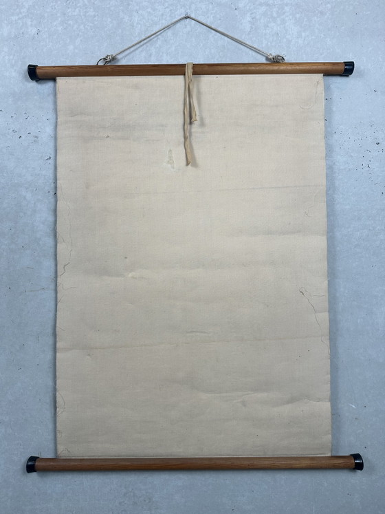 Image 1 of Antieke linnen schoolkaart ‘schoon schrift’ - D’Haese