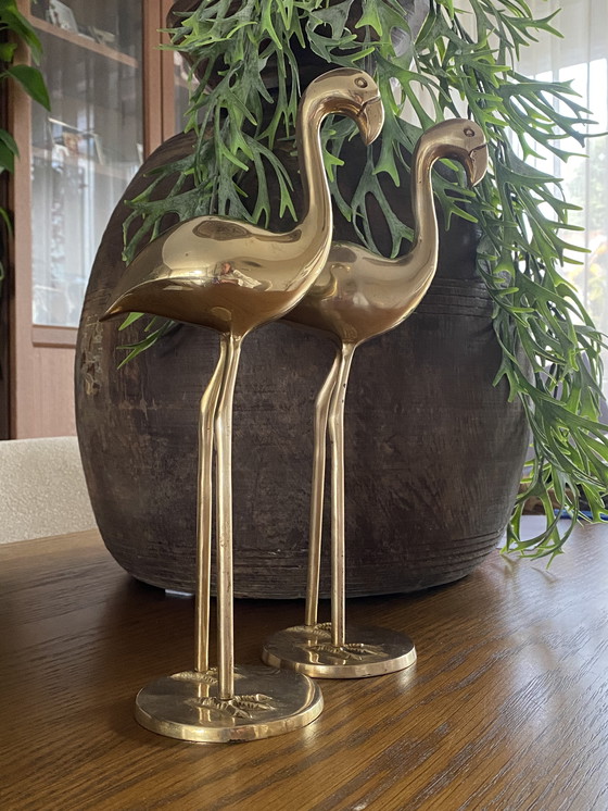 Image 1 of 2 vintage messing flamingo's Hollywood Regency