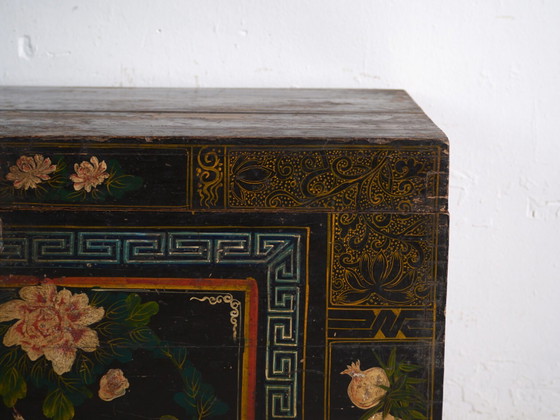 Baule antico dipinto in legno di pino – Cina, circa 1900 – Armadi contenitori, Iron (photo 39 of 40)