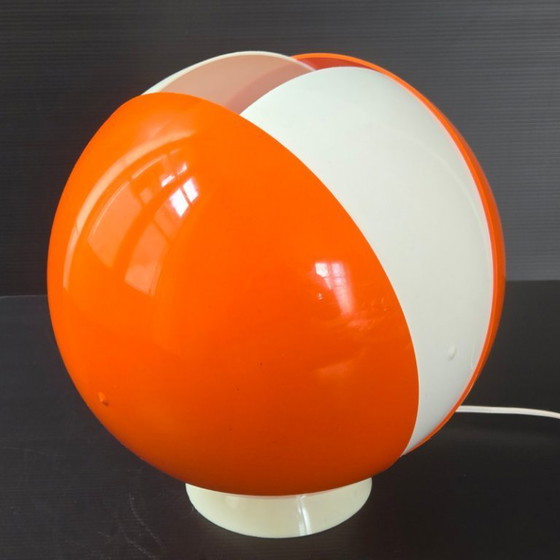 Image 1 of PAIRE DE LAMPES VINTAGE 1960 SPACE AGE PLASTIQUE ORANGE & BLANC 60S ANNEES 60