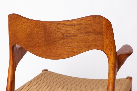 Image 1 of Niels Otto Møller Model 55 Armchair – Danish Teak Dining Chair with New Paper Cord Seat, 1960s Mid Century Modern