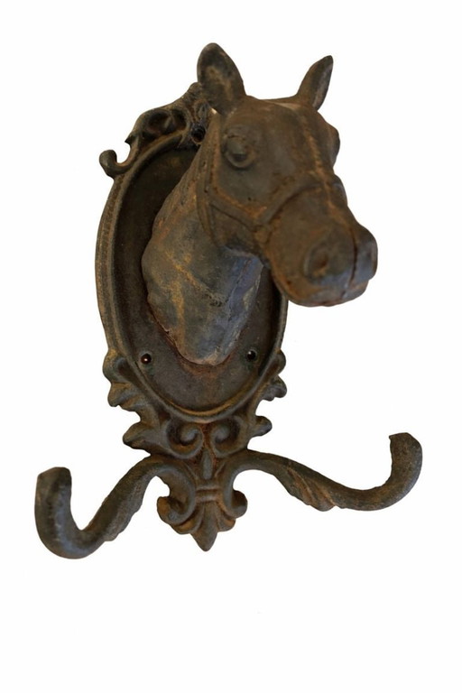 Perchero vintage con forma de cabeza de caballo - Decoración rústica de pared ecuestre