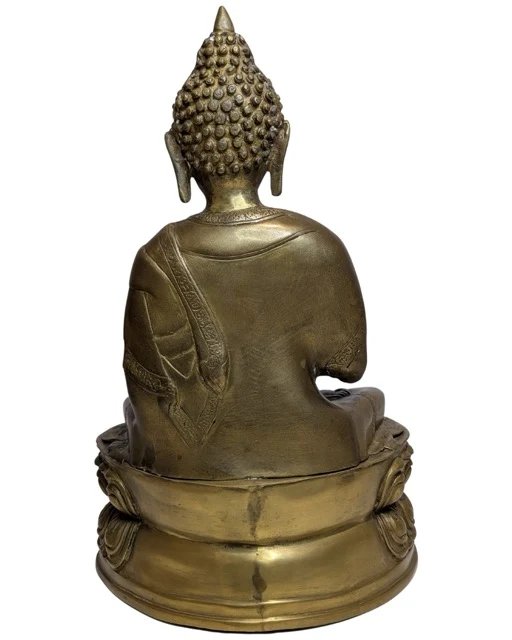 Antiek vuurverguld bronzen Boeddhabeeld – Himalaya, 19e eeuw – Beeldhouwkunst, Gold (photo 6 of 12)