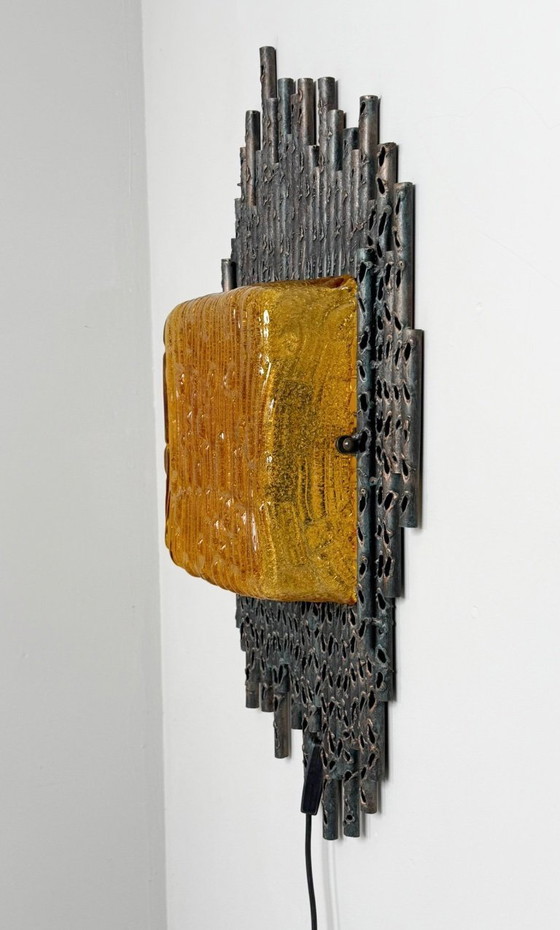 Image 1 of Brutalistische Wandleuchte/Wandlampe Marcello Fantoni, Italien, 1970er Jahre