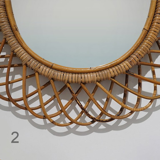 Wall Mirror With Rattan Frame, 1950s – Glass (photo 14 of 15)