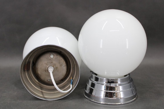 Image 1 of 1940 Paar Art Deco Plafond- of Wandlampen, Tsjecho-Slowakije