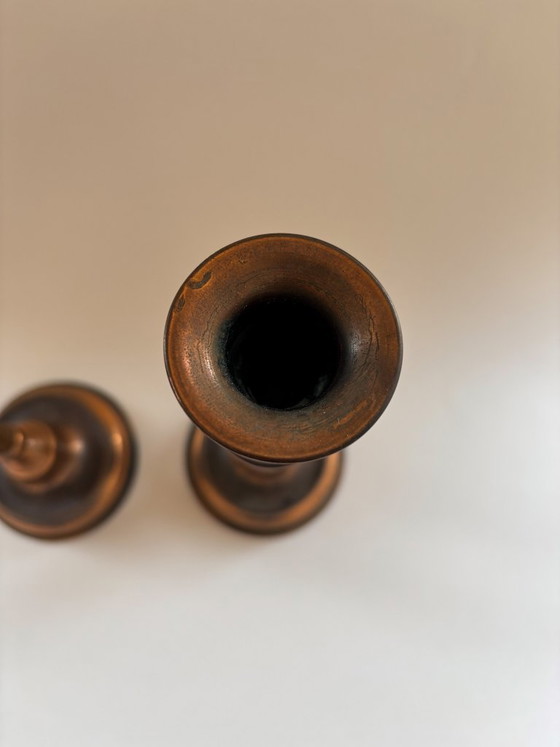 Image 1 of Een paar vintage koperen kandelaars