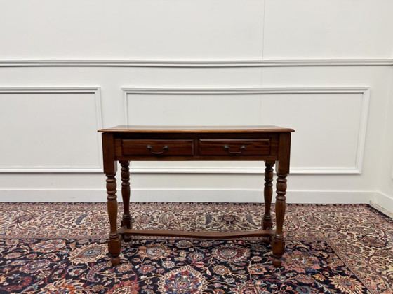 Klassiek Engelse Sidetable – Consoles, Hout, Messing (photo 2 of 10)