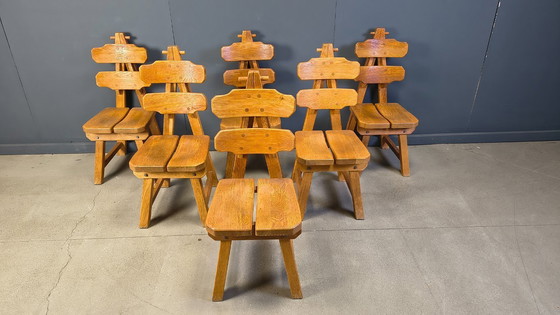 Image 1 of Vintage Spanish brutalist dining chairs, set of 6 - 1960s