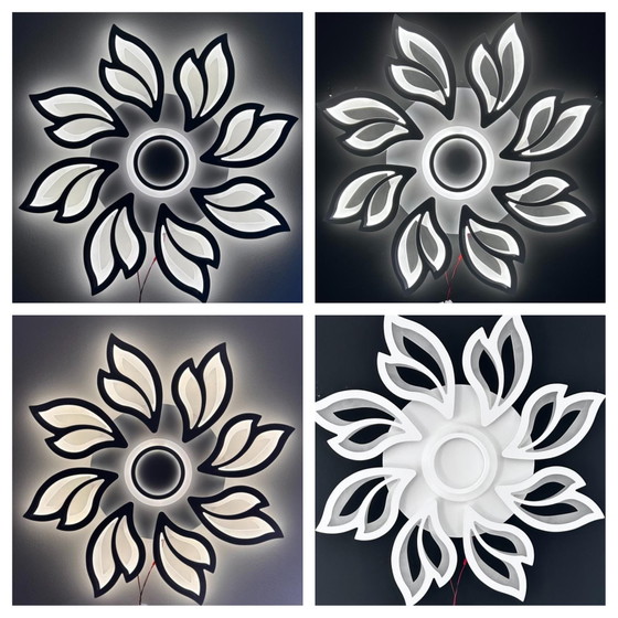 Dimmbare LED-Blumen-Deckenleuchte 80 cm Weiß, Deckenleuchten, Modern (Foto 6 von 16)