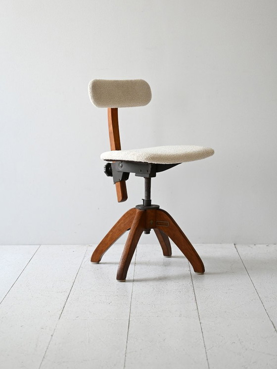 Image 1 of 1920s Scandinavian Oak Swivel Office Chair