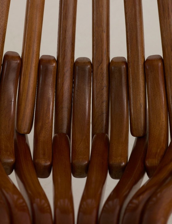 Image 1 of Vintage handcrafted folding chair in solid Iroko wood, circa 1970