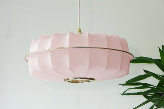Image 1 of Rare vintage hanging lamp 60s 70s space age lamp pink Lars Schiøleri Hoyrup