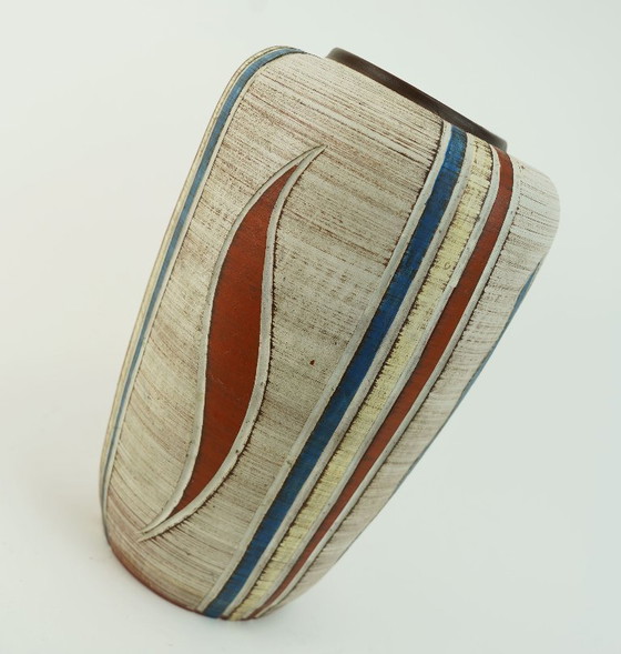 Image 1 of Wunderschöne westdeutsche Vase aus der Mitte des 20. Jahrhunderts, Sawa-Keramik, Sgraffito-Dekor, Modell 300/30 (1950er Jahre)