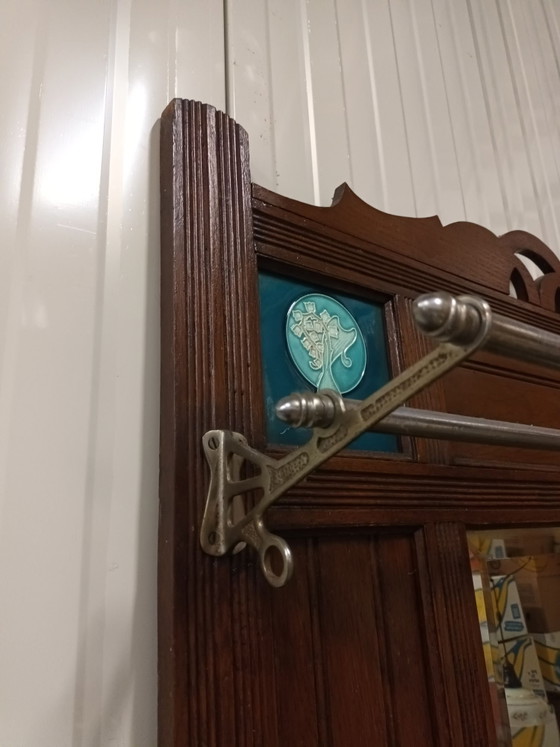 Art Nouveau Coat Rack, Shelving unit, Ceramic, Wood, Brown (photo 7 of 13)