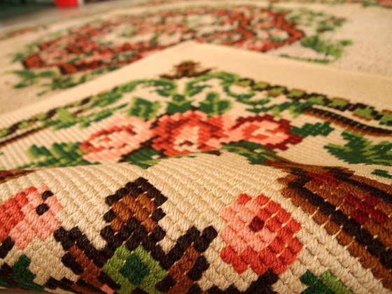 Image 1 of Vintage Belgian Savonnerie Rug 6.5'x9.8' - 1960s Garden Design (1C270)