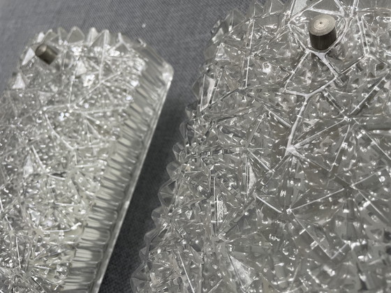 Image 1 of 2 vintage BUR wandlampen ijsglas kristal
