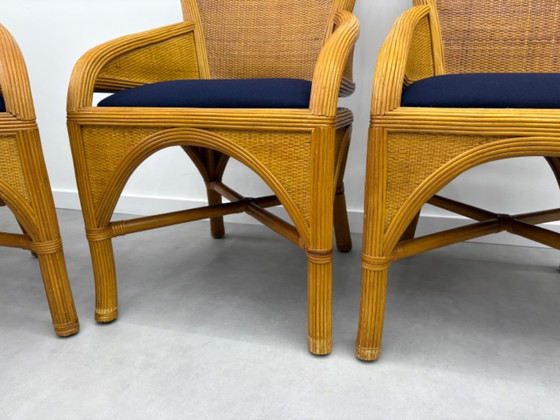 Image 1 of Vintage ( pencil reed ) eettafel met 4 bijpassende stoelen