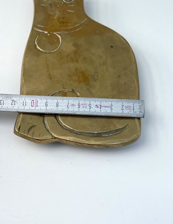 Image 1 of Salvamanteles de latón de mediados de siglo – Gato – Años 70