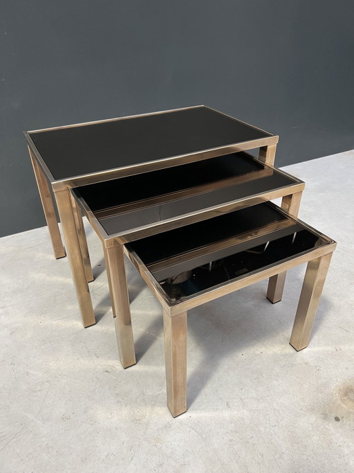 Nesting tables from the seventies, gold plated
