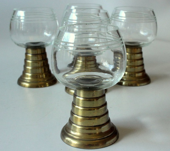 Image 1 of 5 Verres à vin antiques faits à la main - Böhme & Hennen, Dresde - 1920s