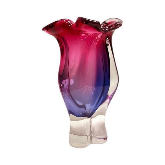 Image 1 of Josef Hospodka Chribska Vintage Vase Czechoslovakia 1960s Art Glass Sommerso