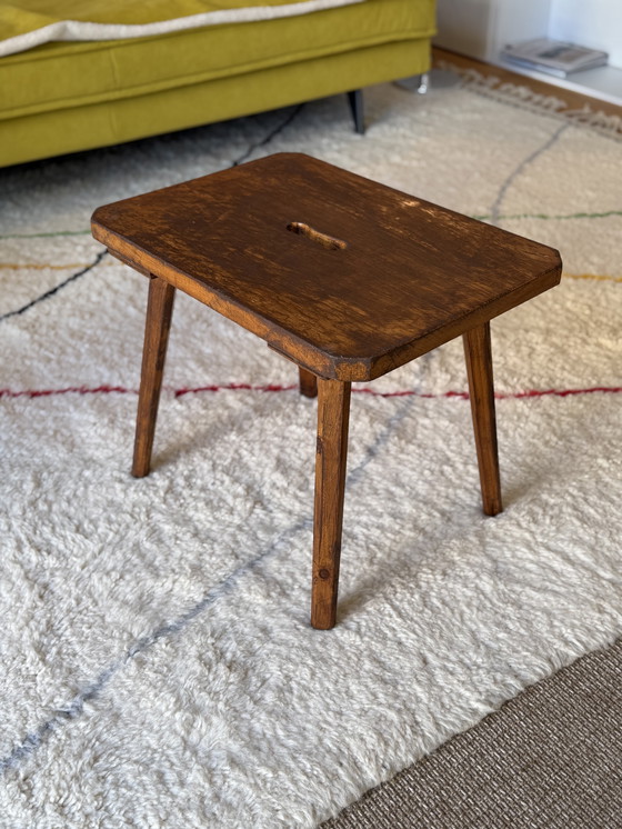 Image 1 of Antique Wooden Stool Milk Chair Stool Vintage wooden stool 
