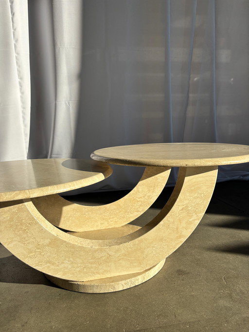 Double travertine coffee table 