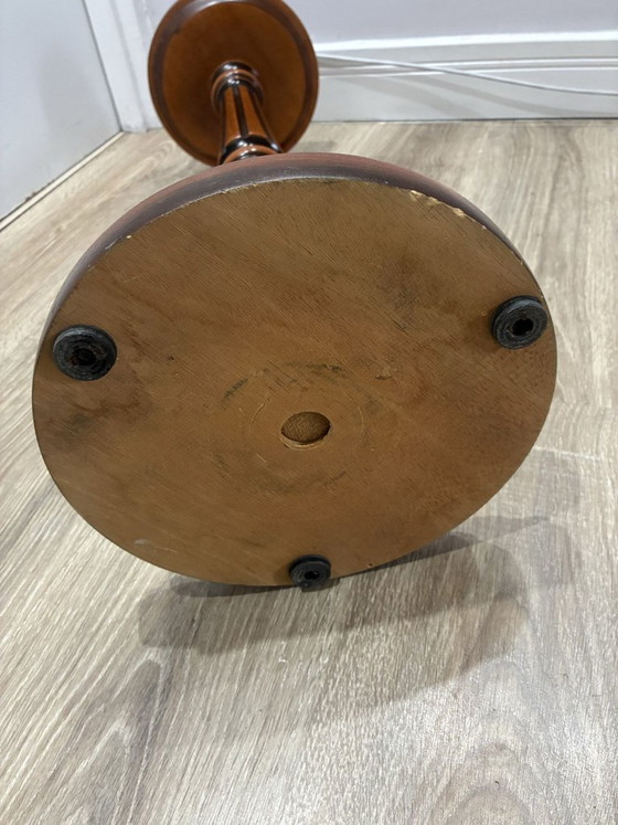 Carved wooden plant stand, turned pedestal, 1960s, Column, Brown, Vintage (photo 6 of 6)