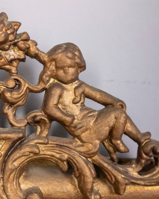 Image 1 of EARLY 20TH CENTURY BAROQUE STYLE GILDED AND DECORATED WOODEN WALL MIRROR