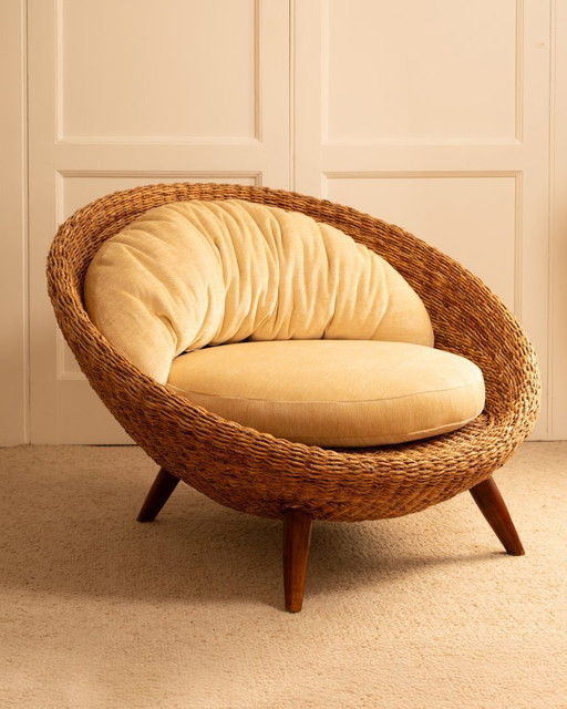 Silla redonda de ratán