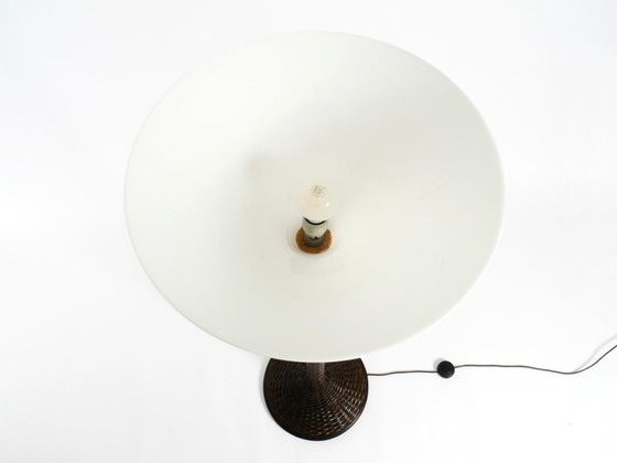 Image 1 of Stunningly beautiful XXL 1970s Pop Art Tulip floor lamp with a dark brown wicker frame and a plexiglass shade