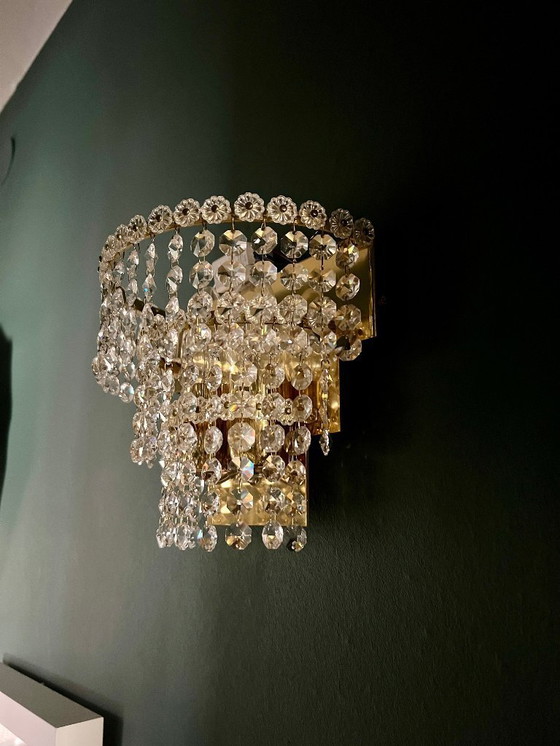 Image 1 of Set di 2 applique in cristallo di metà secolo, lampada Beethoven anni '50-'60, realizzate in ottone/Swarovski di alta qu