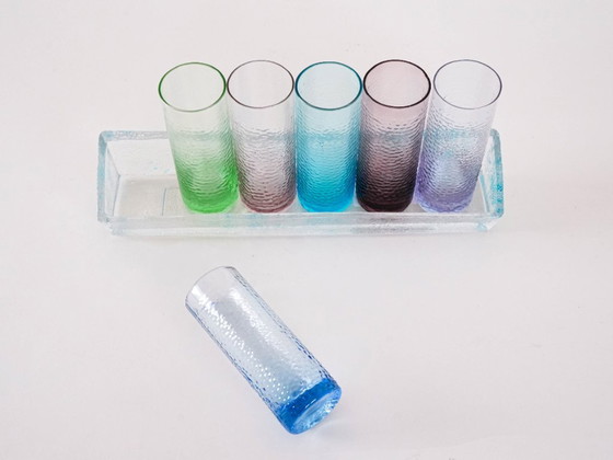 Image 1 of Set di bicchieri con vassoio, design italiano, anni '70, prodotto in Italia