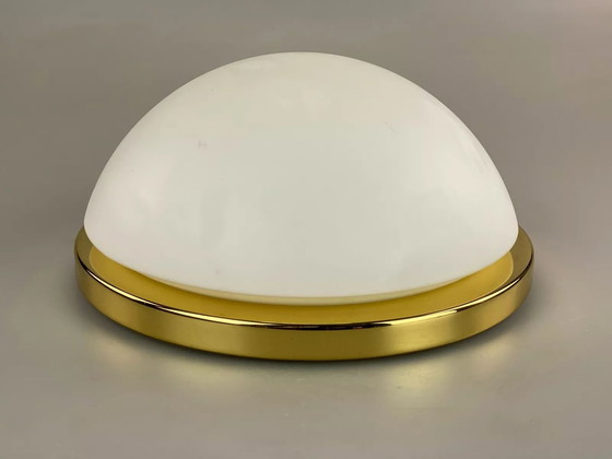 Image 1 of 70er Jahre Limburg Glashütte Plafoniere Deckenlampe Glas Space Design Lampe 70s