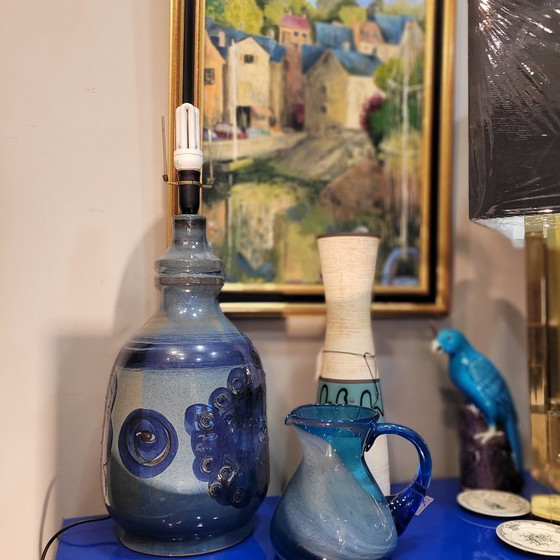 Image 1 of Tischlampe, glasierte Keramik, Hanne Stentøj, Skandinavische Moderne, 60er Jahre - Dänemark