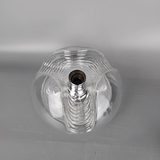 Image 1 of Vintage Space Age Ceiling Lamp – Peill & Putzler “Wave” / “Futura” – 1970s Germany – Glass and Metal – Ø 32 cm.