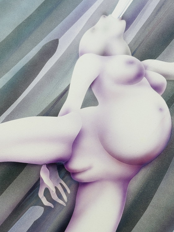 Image 1 of Yvon Adam, raro dipinto erotico del 1985 circa - incorniciato