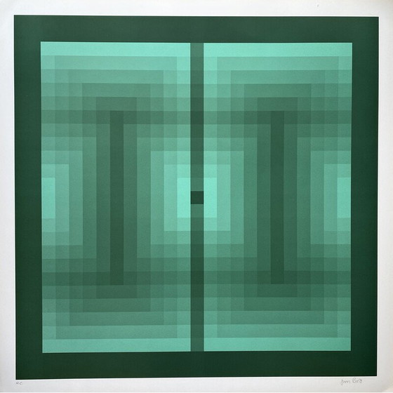 Image 1 of Vintage "tribute to Vasarely" lithograph by Jim Bird, 1970