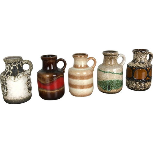 Ensemble de 5 vases vintage en céramique de Scheurich, Allemagne 1970