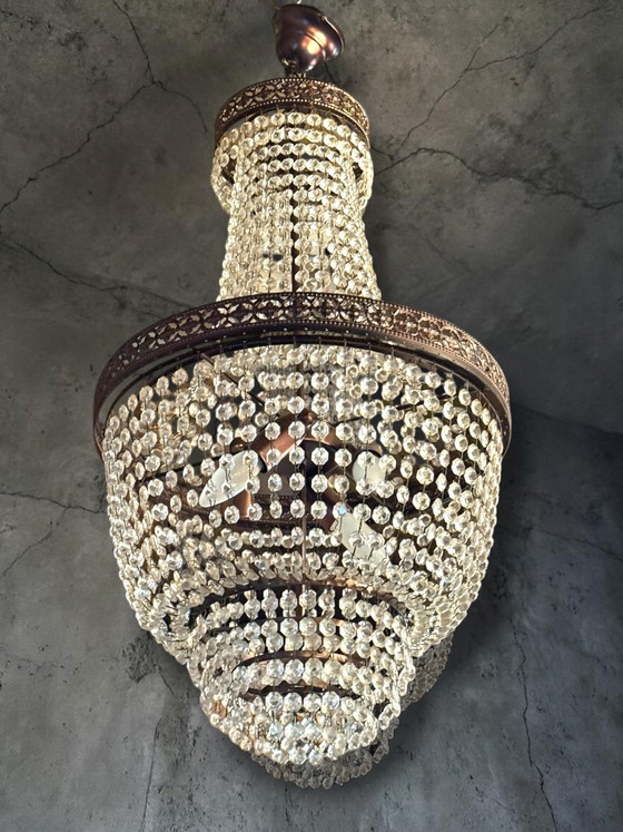 Vintage Empire Revival Style Crystal Chandelier – cristalstrass, Bronze (photo 4 of 7)