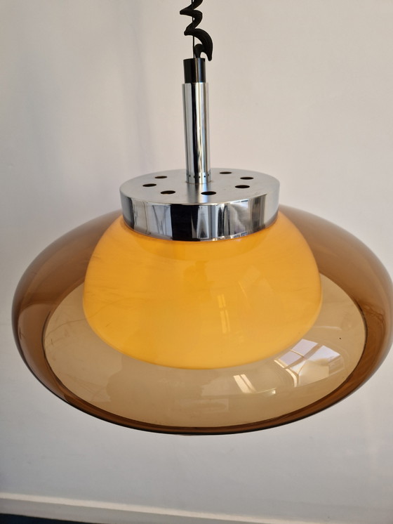 Image 1 of Vintage XL hanging lamp mushroom chrome Dijkstra design