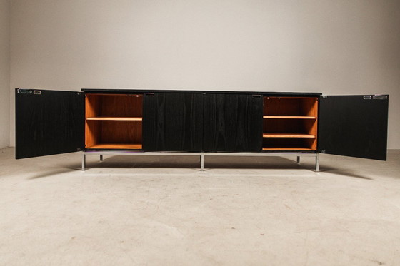 Image 1 of Florence Knoll sideboard in black oak and chrome for Knoll International, 1960s