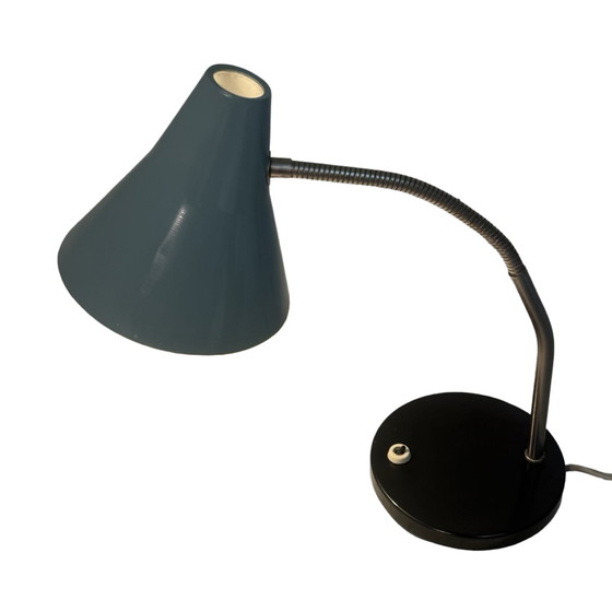 Image 1 of Vintage - Desk lamp - Black base, gooseneck and blue / grey shade - ca. 1970