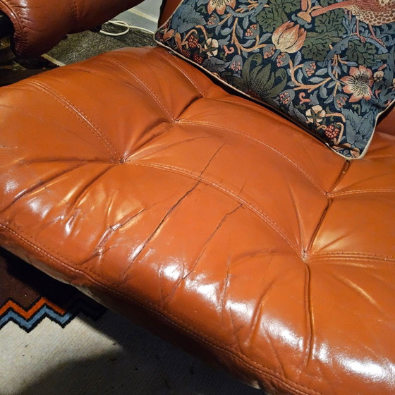 Image 1 of 2x Vintage Cognac Leren Coja Culemborg Fauteuils (Mid Century