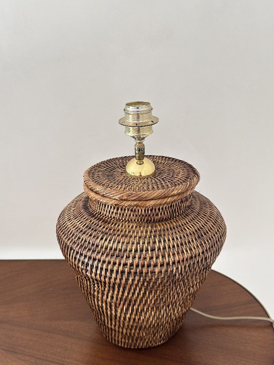 Image 1 of Luxury hand-woven rattan / wicker / bamboo vintage table lamp