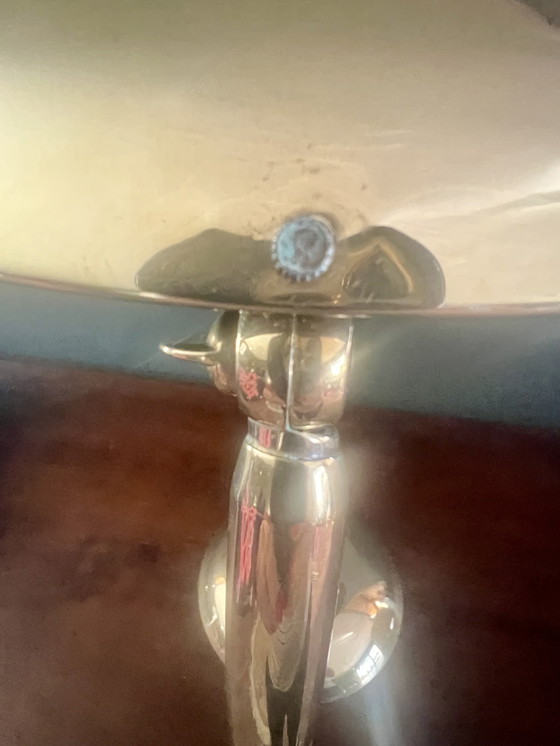 Image 1 of E. Hillebrand Bauhaus desk lamp model 7164, ca. 1930s. High-gloss polished brass.