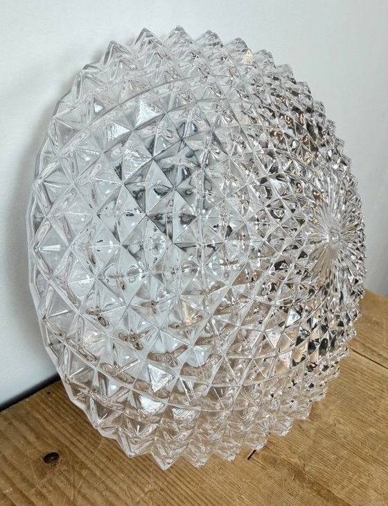 Vintage glazen wand- of plafondlamp uit de jaren 70. – Wandlampen, Glass, Metal (photo 7 of 15)