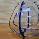 Vaso vintage in vetro di Murano soffiato a mano, trasparente/blu cobalto